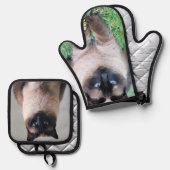 siamesisch ofenhandschuh & Topflappen-Set (Vorderseite/Rückseite)