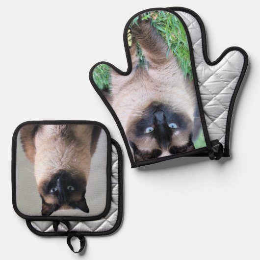 siamesisch ofenhandschuh & Topflappen-Set (Vorderseite/Rückseite)