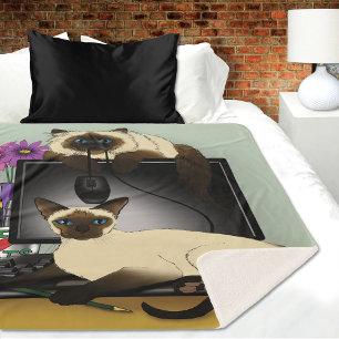 Siamesische Computer Büro Schreibtisch Katzen Lust Sherpadecke
