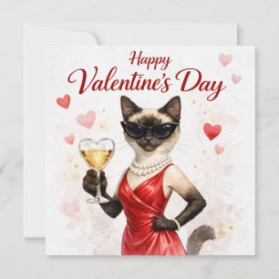 Siamesische Katze am Valentinstag – Glamouröse Kat Feiertagskarte