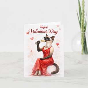 Siamesische Katze am Valentinstag – Glamouröse Kat Feiertagskarte