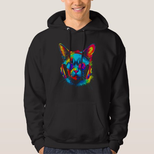 Siamesische Katze DJ Festival Hoodie (Vorderseite)