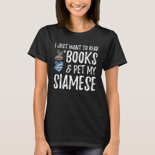 Siamesische Katze eifrige Buchleserin Katzenmutte T-Shirt