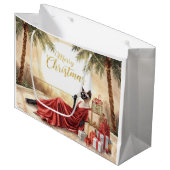 Siamesische Katze Glamour-Weihnachten beim Champag Große Geschenktüte (Vorderseite Schrägansicht)