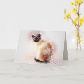 Siamesische Katze Grußkarte Karte (Gelbe Blume)