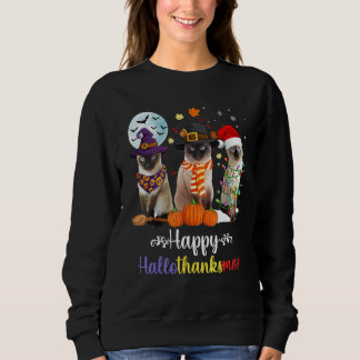 Siamesische Katze Halloween Frohe Weihnachten Happ Sweatshirt