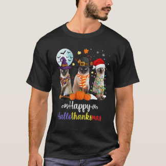 Siamesische Katze Halloween Frohe Weihnachten Happ T-Shirt