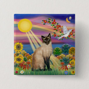 Siamesische Katze - Herbstsonne Button