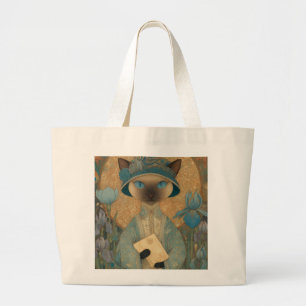 Siamesische Katze im Jugendstil - Elegante Katzenk Jumbo Stoffbeutel