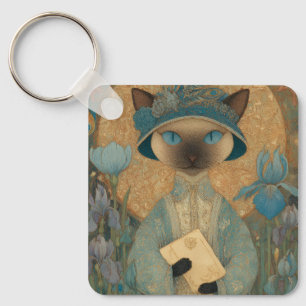 Siamesische Katze im Jugendstil - Elegante Katzenk Schlüsselanhänger