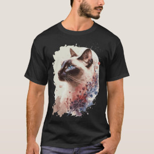 Siamesische Katze Japanische Kirschblüten Florale  T-Shirt