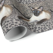 Siamesische Katze mit Leopard-Druck-wildes Geschenkpapier (Rolleneckpunkt)