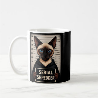 Siamesische Katze Serienvernichter Mugshot Lustige Kaffeetasse