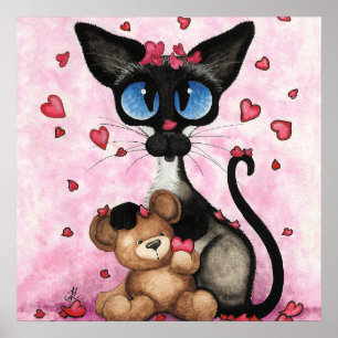 Siamesische Katze Valentinstag von Bihrle Poster