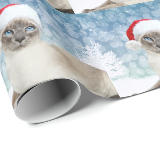 Siamesische Katze Weihnachten Geschenkpapier (Rolleneckpunkt)