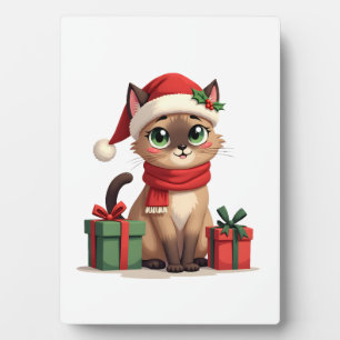 Siamesische Katze Xmas Feiertag Santa Siamesische Fotoplatte