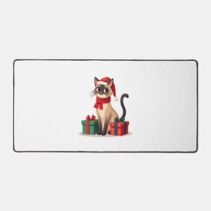 Siamesische Katze Xmas Feiertag Santa Siamesische  Schreibtischunterlage