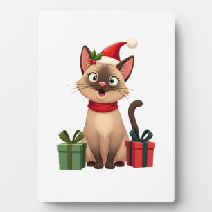 Siamesische Katze Xmas Urlaub Santa Siamesische Ka Fotoplatte