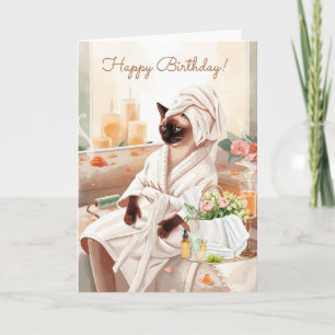 Siamesische Katze zum Geburtstag im Spa Karte