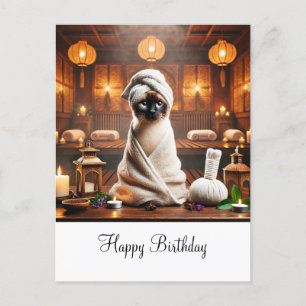 Siamesische Katze zum Geburtstag im Spa Postkarte