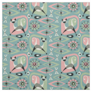 Siamesische Katzen-Abstraktion - Blau ©studioxtin Stoff