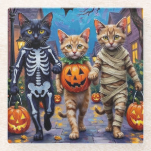 Siamesische Katzen beim Trick-or-Treat-ing an Hall Glasuntersetzer