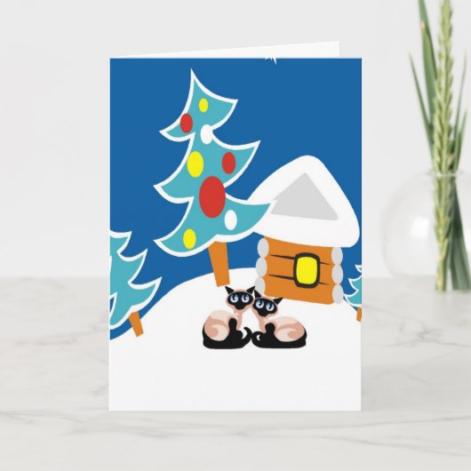 Siamesische Katzen-Feiertag Feiertagskarte (Vorderseite)