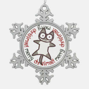 Siamesische Katzen-frohe Weihnachten Schneeflocken Zinn-Ornament