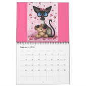 Siamesische Katzen-Grafik durch AmyLyn Bihrle Kalender (Feb 2026)