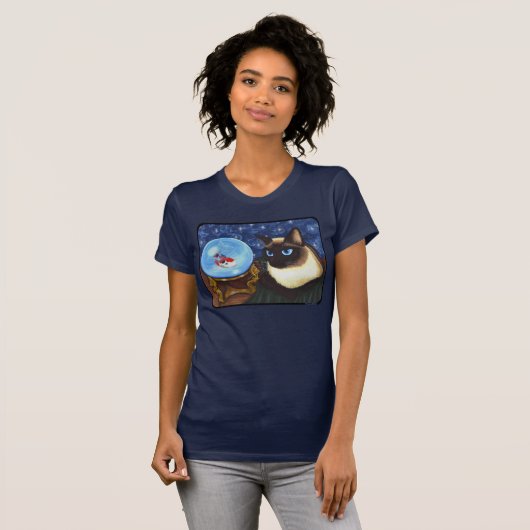 Siamesische Katzen-Kristallball Koi T-Shirt (Vorne ganz)