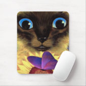 Siamesische Katzen-Malerei mit dem Schmetterling - Mousepad (Mit Mouse)