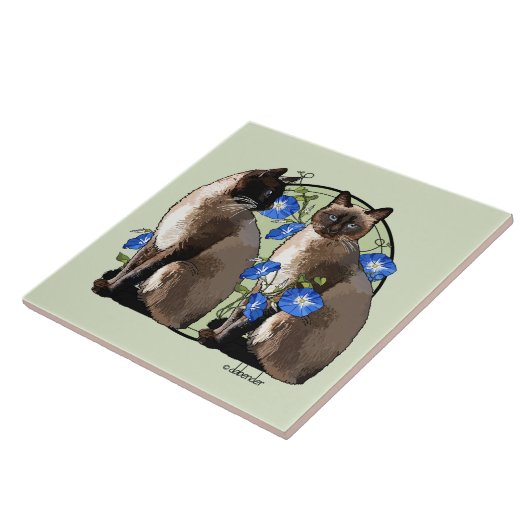 Siamesische Katzen mit Winden Fliese (Seite)
