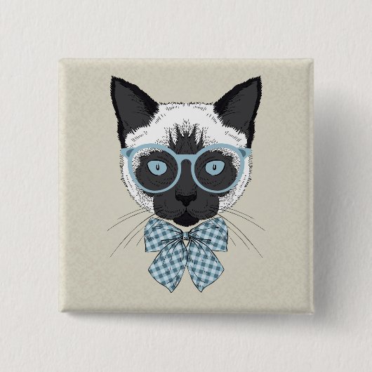 Siamesische Katzen-Mode Smart Button (Vorderseite)