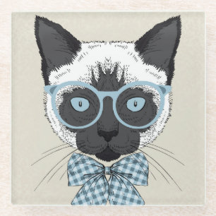 Siamesische Katzen-Mode Smart Glasuntersetzer