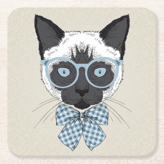 Siamesische Katzen-Mode Smart Rechteckiger Pappuntersetzer (Vorderseite)