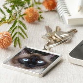 Siamesische Katzen-Porträt Schlüsselanhänger (Seite)