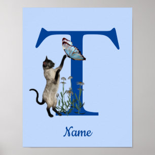Siamesische Katzen Schmetterling Monogramm Anfangs Poster
