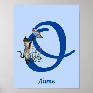 Siamesische Katzen Schmetterling Monogramm Anfangs Poster