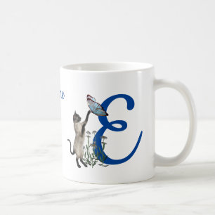 Siamesische Katzen-Schmetterling-Monogramm-Initial Kaffeetasse