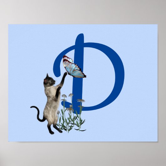 Siamesische Katzen-Schmetterling-Monogramm-Initial Poster (Vorne)