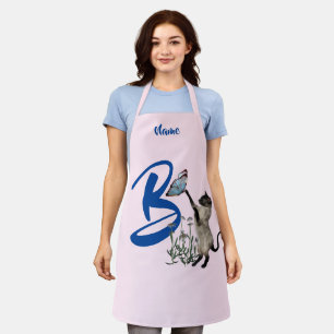 Siamesische Katzen-Schmetterling-Monogramm Initial Schürze
