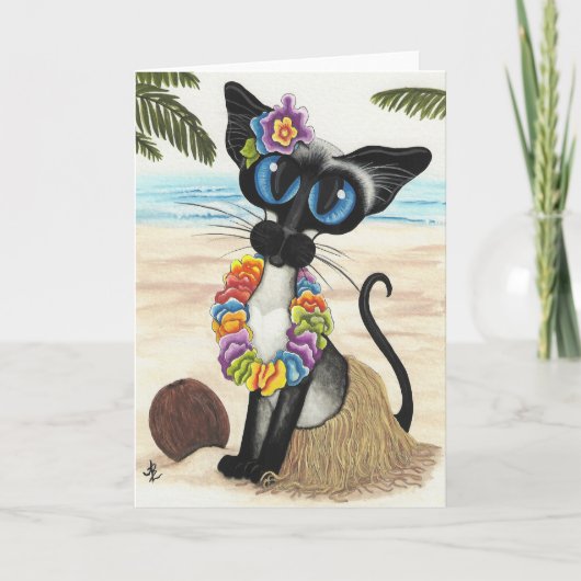 Siamesische Katzen-Sommer Luau Karte (Vorderseite)