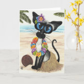 Siamesische Katzen-Sommer Luau Karte (Gelbe Blume)