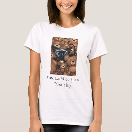 Siamesische Katzen-Teddybär-feste Umarmung durch T-Shirt (Vorderseite)
