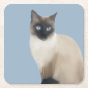 Siamesische Katzen-Untersetzer Rechteckiger Pappuntersetzer
