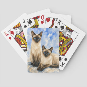 Siamesische Katzen-Wasserfarbe-Spielkarten Spielkarten
