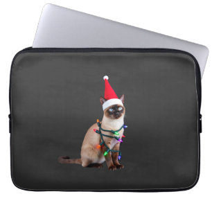 Siamesische Katzen-Weihnachtslichter Weihnachtsman Laptopschutzhülle
