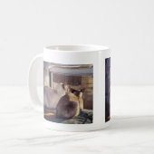 Siamesische Katzen zwei an Fenster (2) Kaffeetasse (Vorderseite Links)