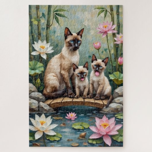 Siamesische Katzenlotusteich-Kunst Puzzle (Vertikal)