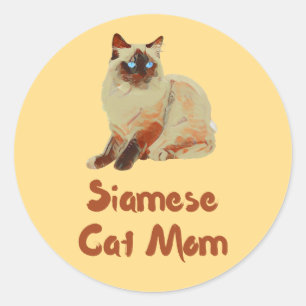 Siamesische Katzenmutter Runder Aufkleber